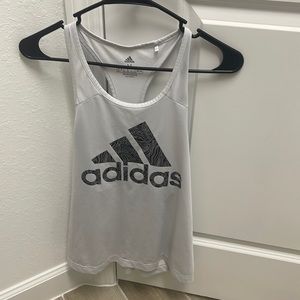 Adidas gym tank top white black medium